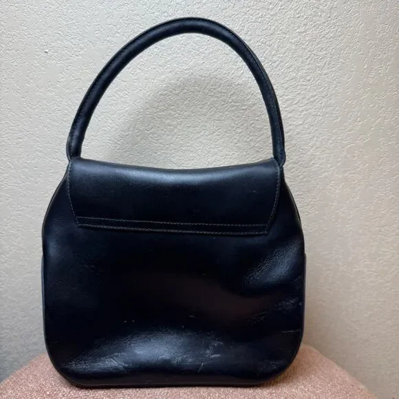Vintage Mazzini Black Leather Handbag‎ Purse - Picture 2 of 5
